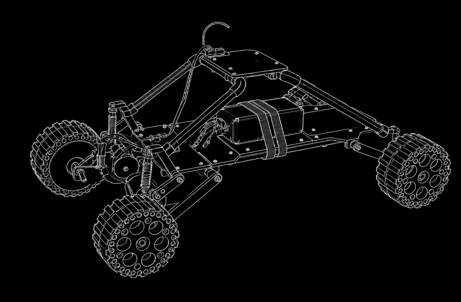 SCORPION UGV isometric wireframe rendering