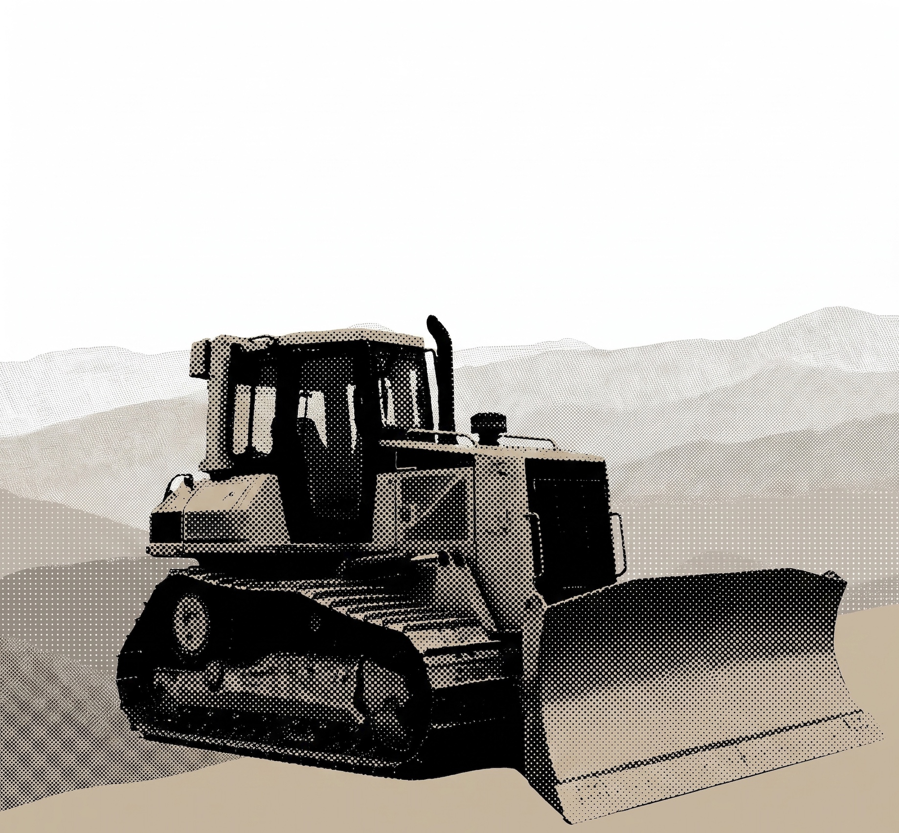Engin de terrassement sur un chantier dans un paysage montagneux