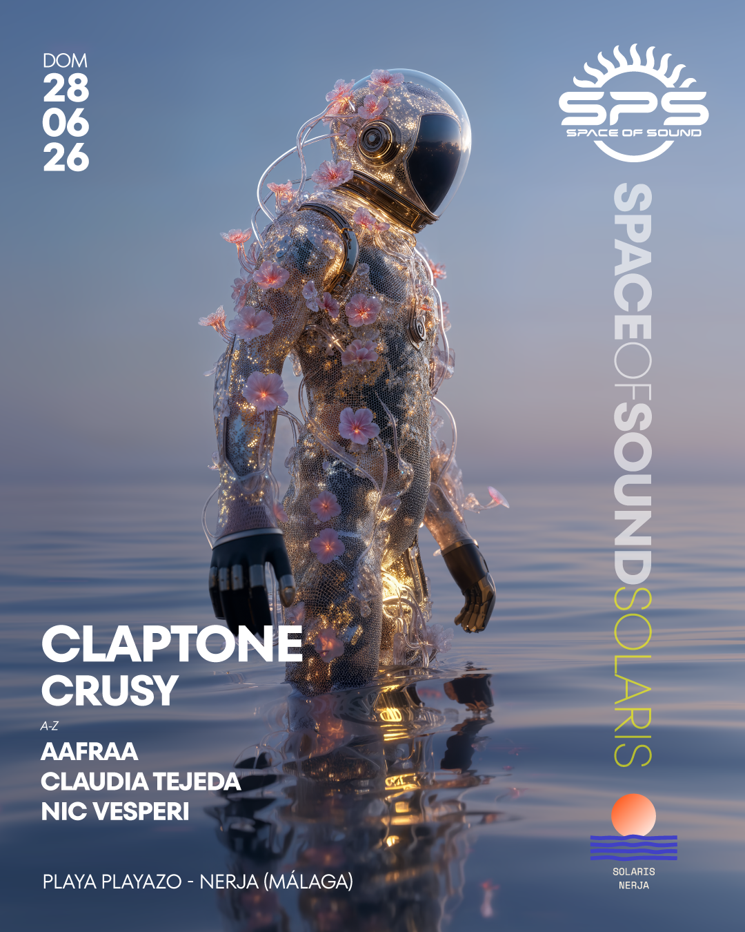 Cartel Space of Sound Nerja 2026 Claptone Crusy musica electronica house