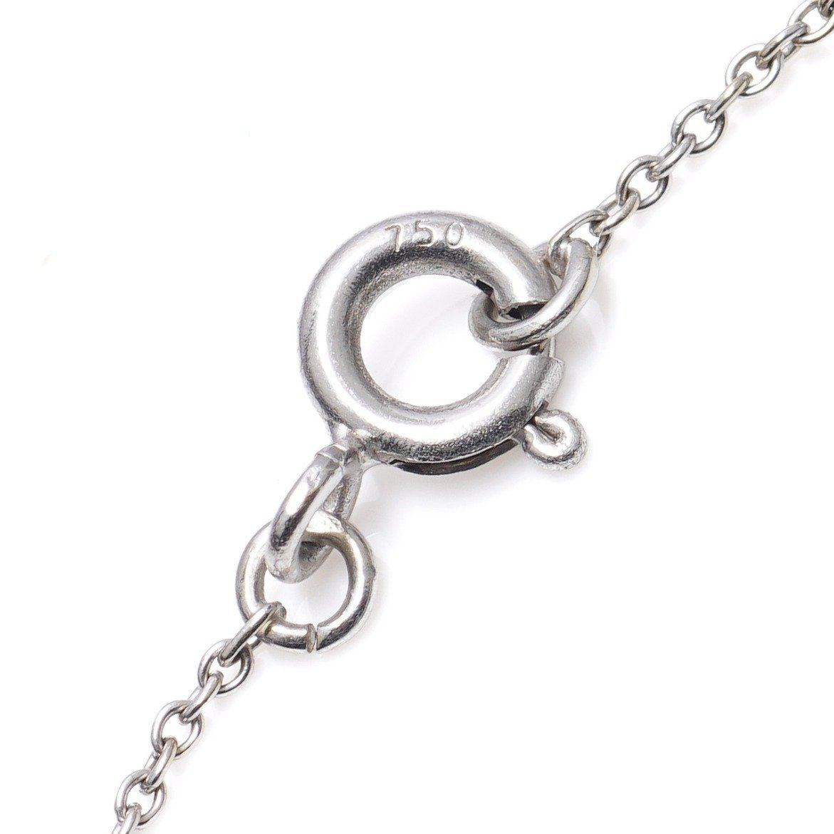 Silver spring ring clasp marked with 750