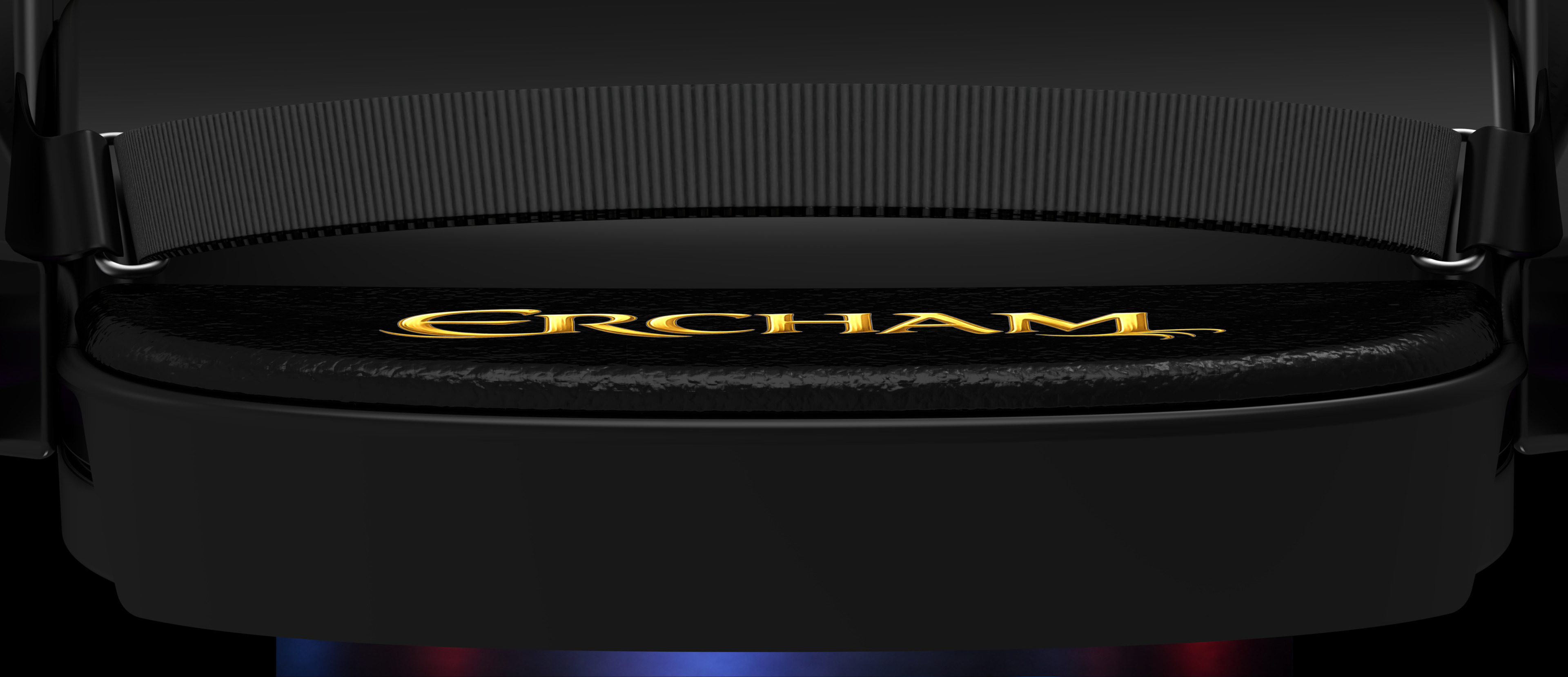 ERCHAM MK1 - Wrist rest strap with gold ERCHAM logo on leather