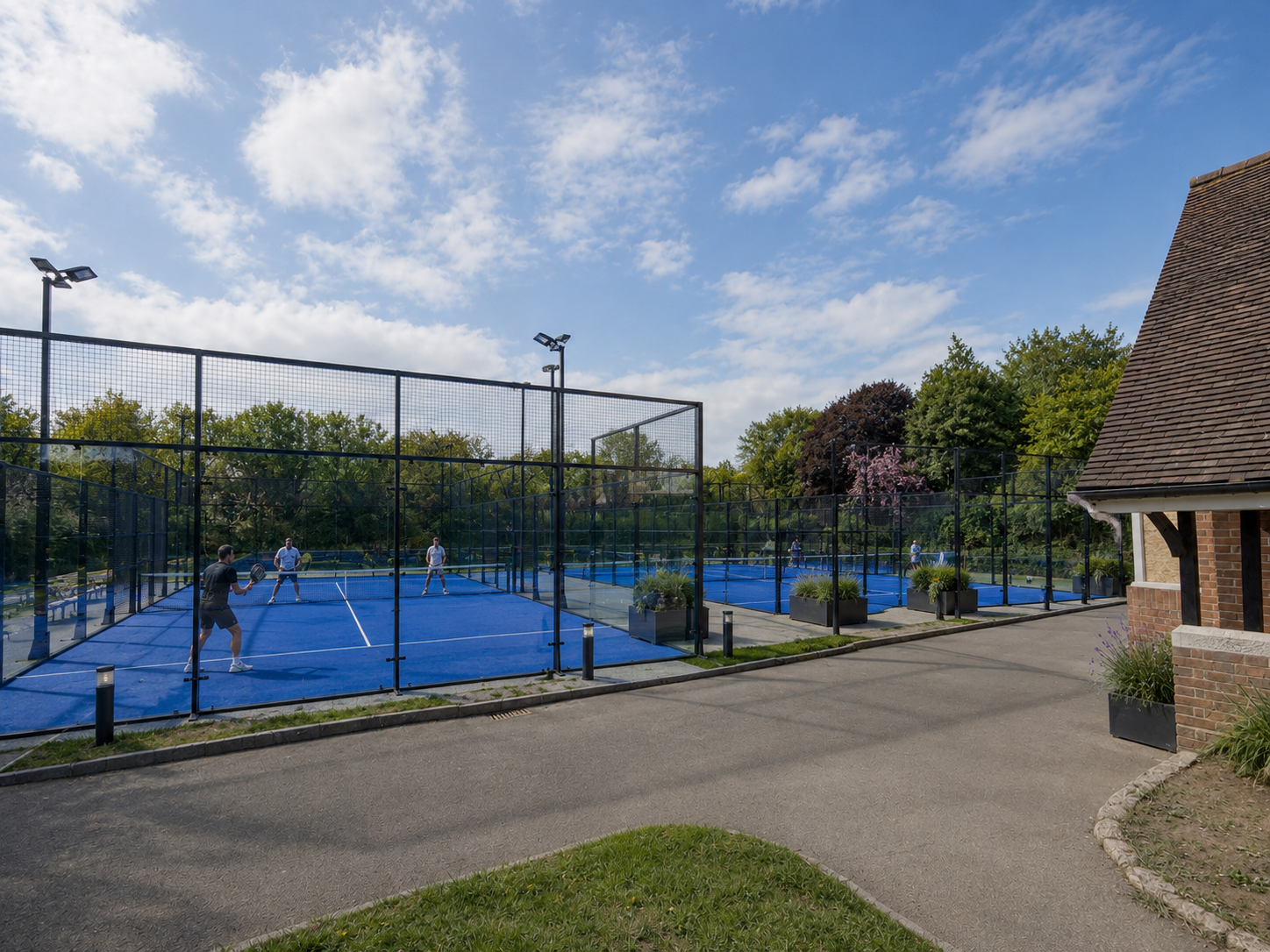 Artist's impression of the padel courts viewed from the roadside