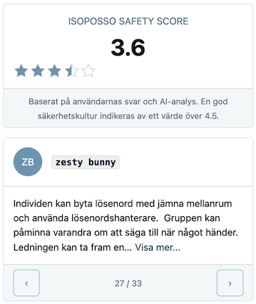 Säkerhetspoäng och användarfeedback