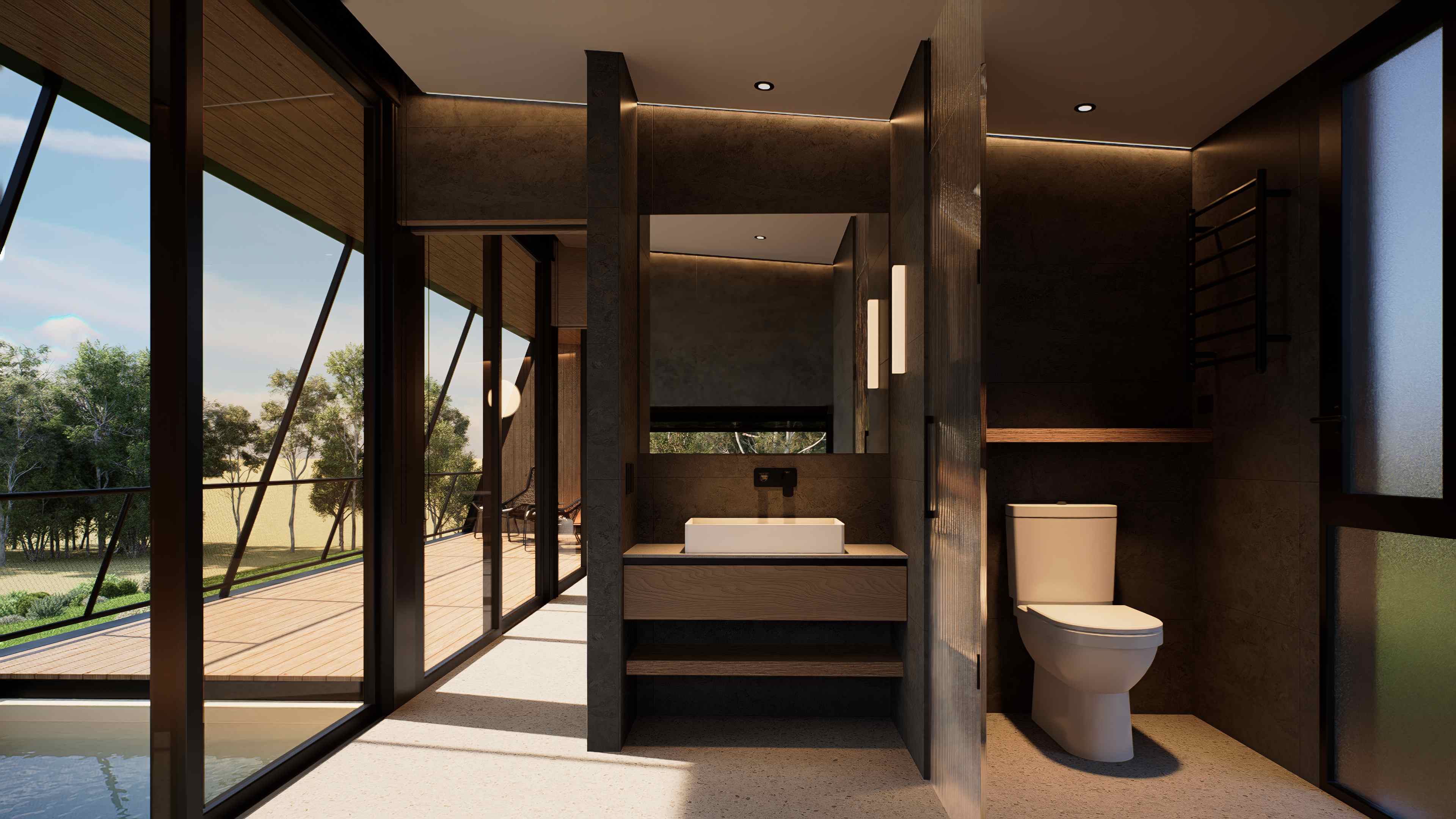 Baño y terraza de Vivienda RB