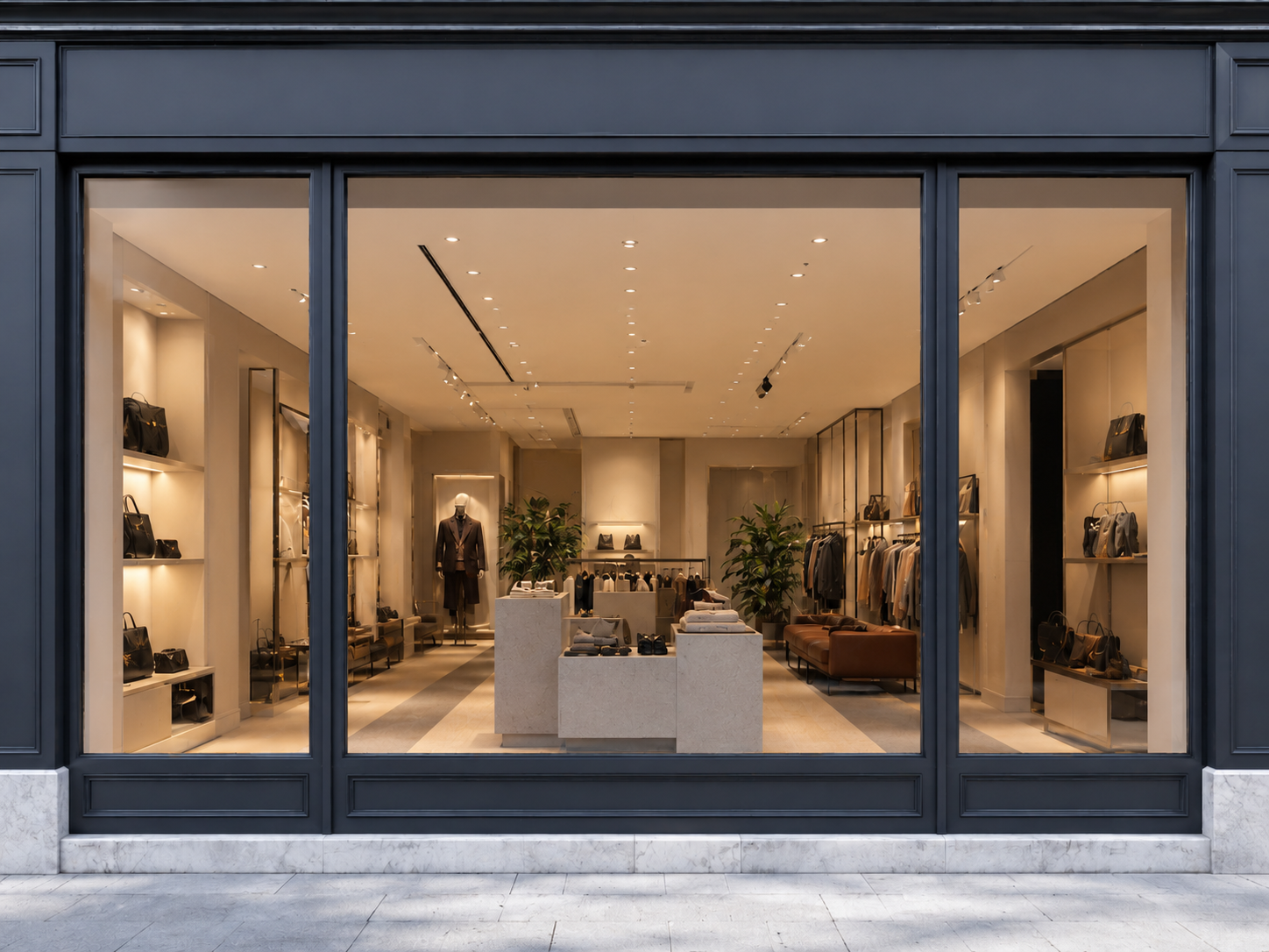 Glänzendes Schaufenster mit perfekter Sicht auf die Ausstellung