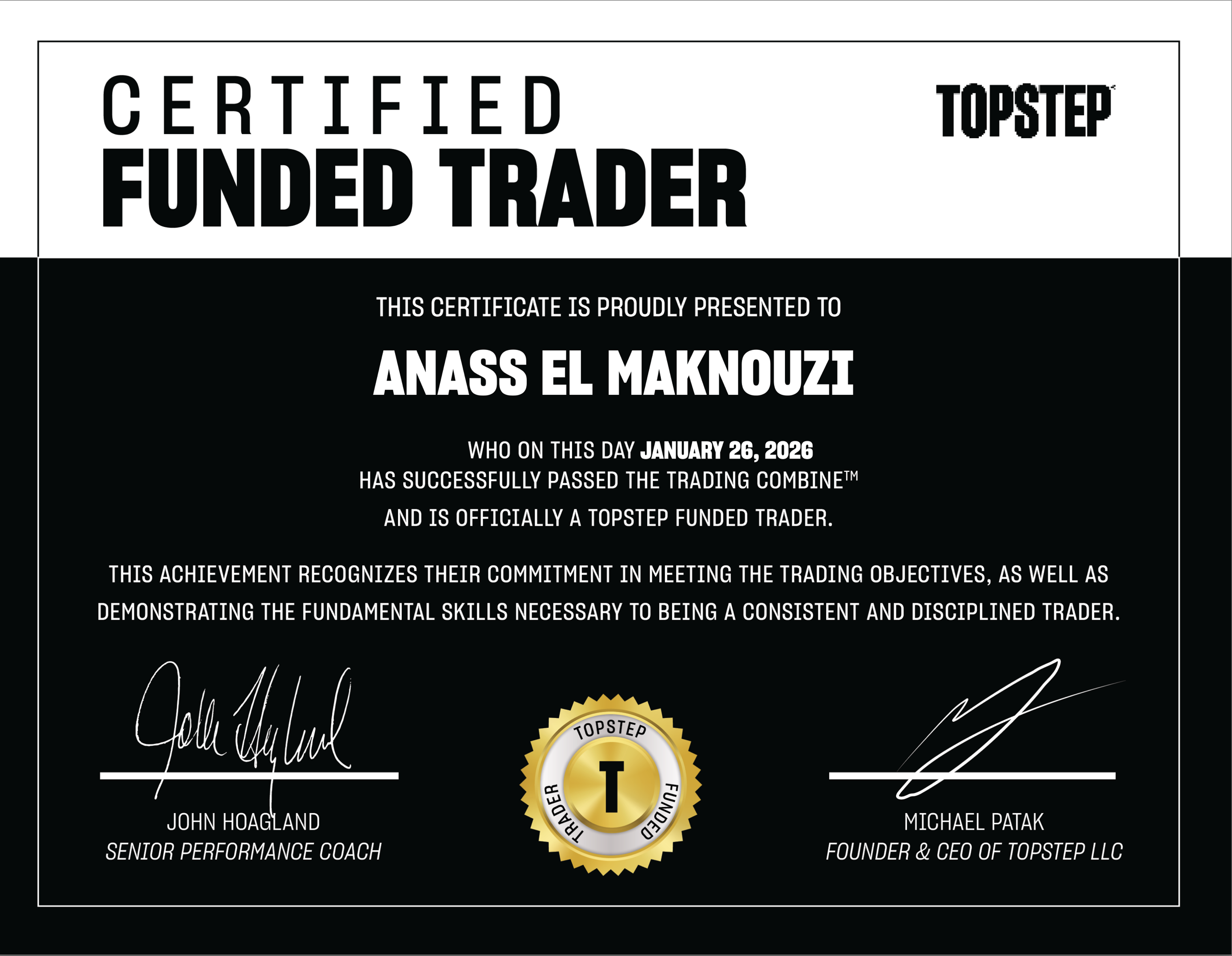 TopStep Certified Funded Trader