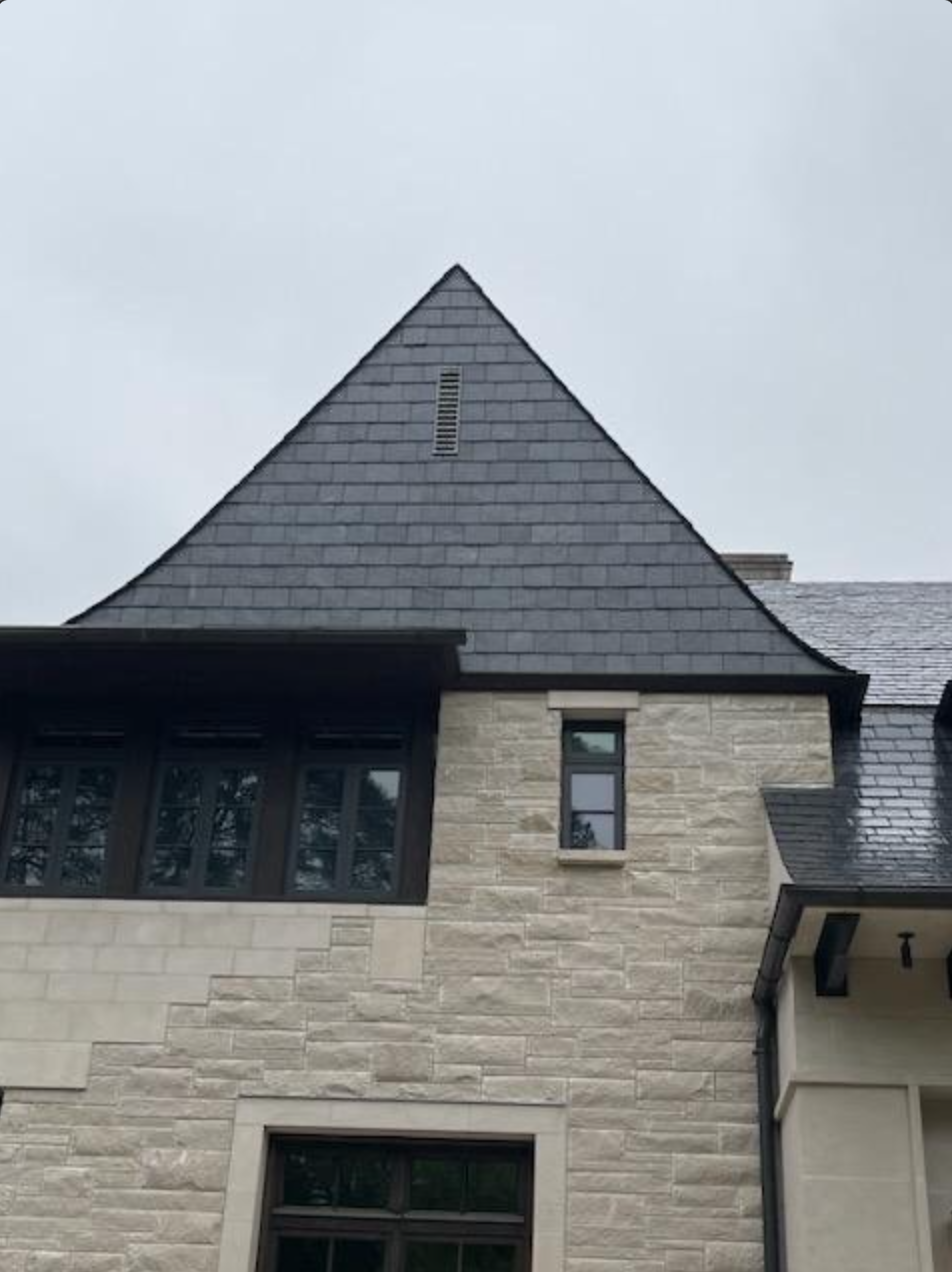 Slate roofing on residential building