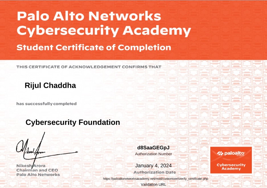 Cybersecurity Foundation Certificate