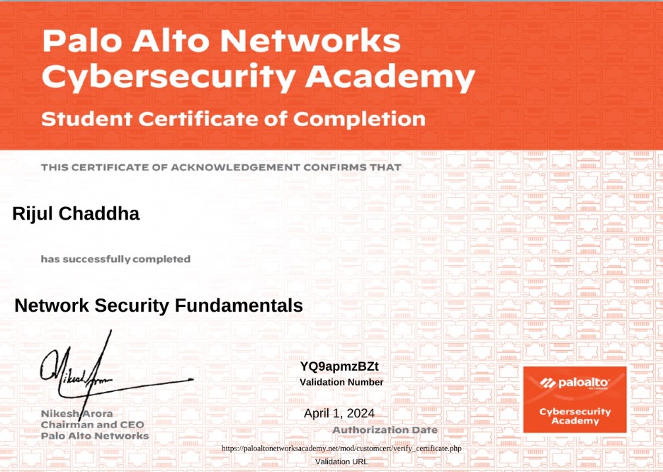 Network Security Fundamentals Certificate