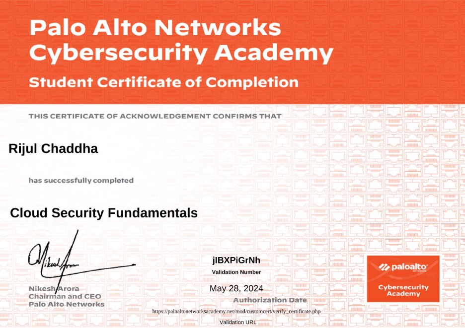 Cloud Security Fundamentals Certificate