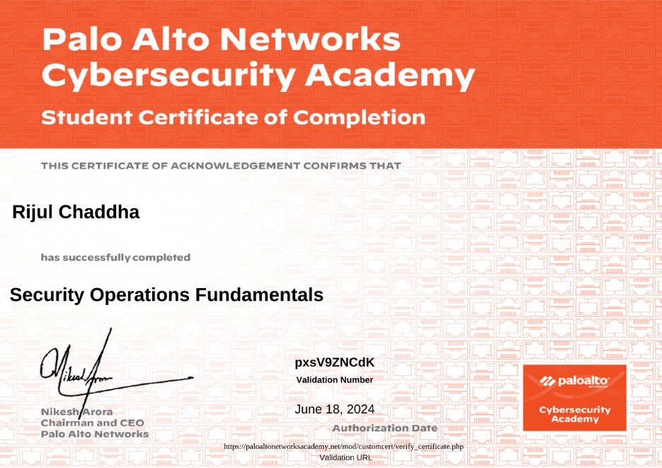 Security Operations Fundamentals Certificate
