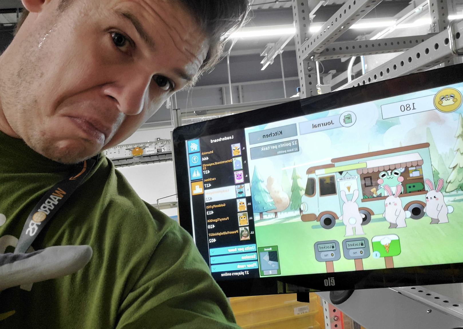Amazon associate with Critter Creamery game on workstation monitor