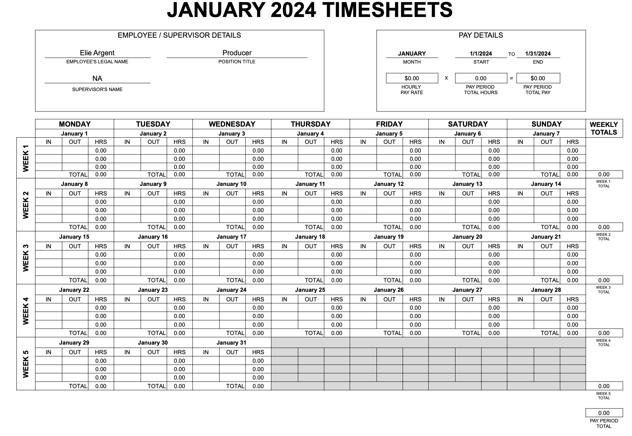 January 2024 Timesheet for Elie Argent