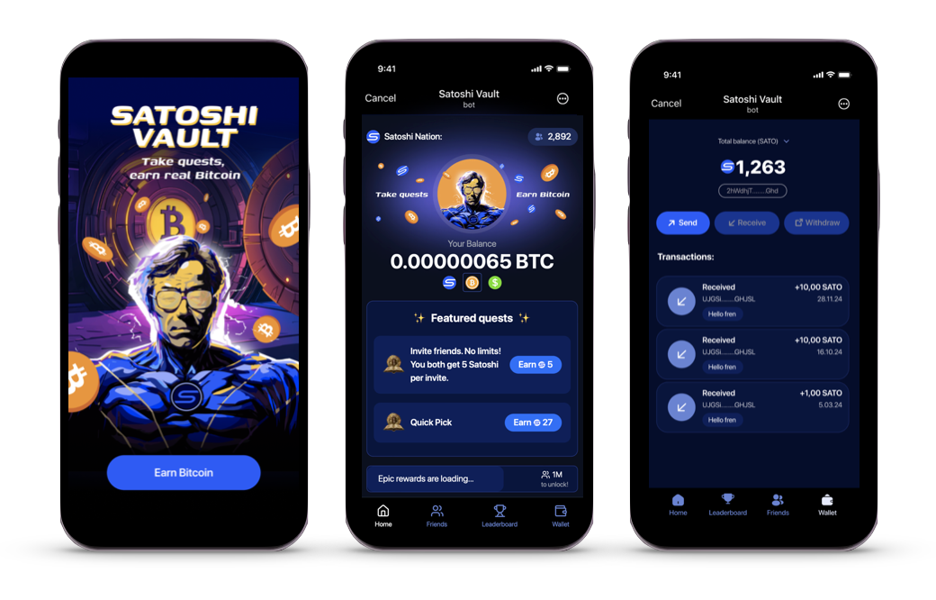 Satoshi Vault App Interface Showcase