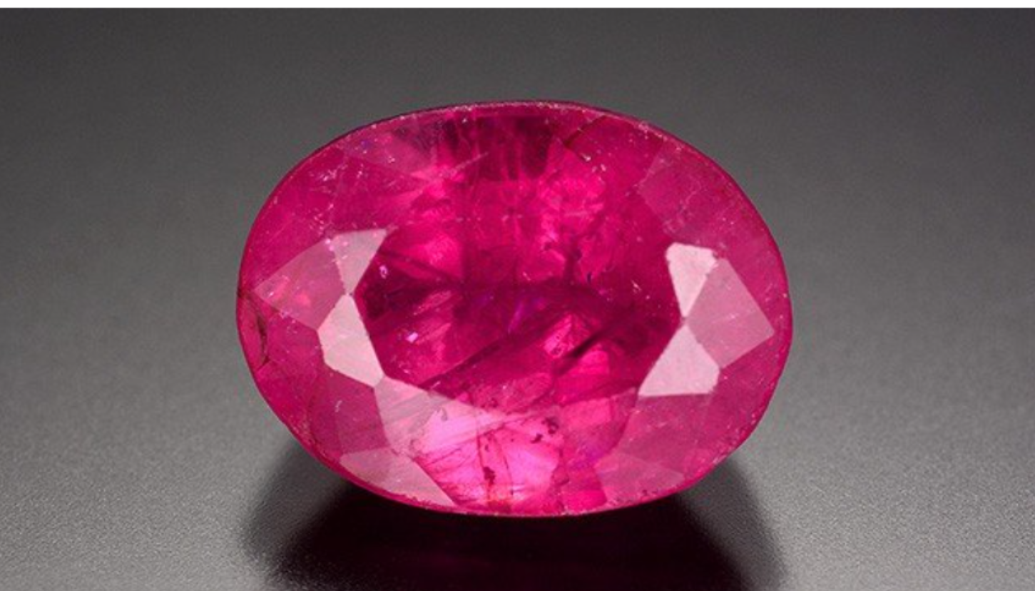 Large oval-cut natural ruby