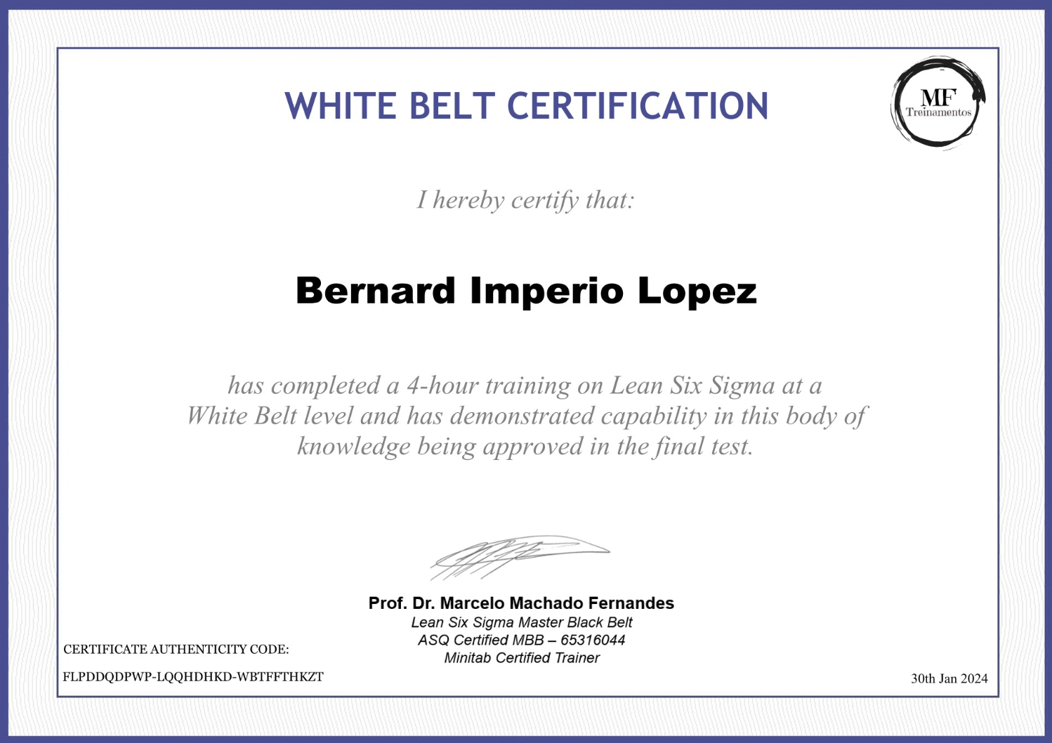 Lean Six Sigma White Belt Certification