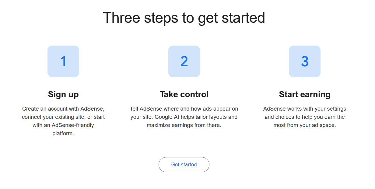 Three steps to get started with AdSense