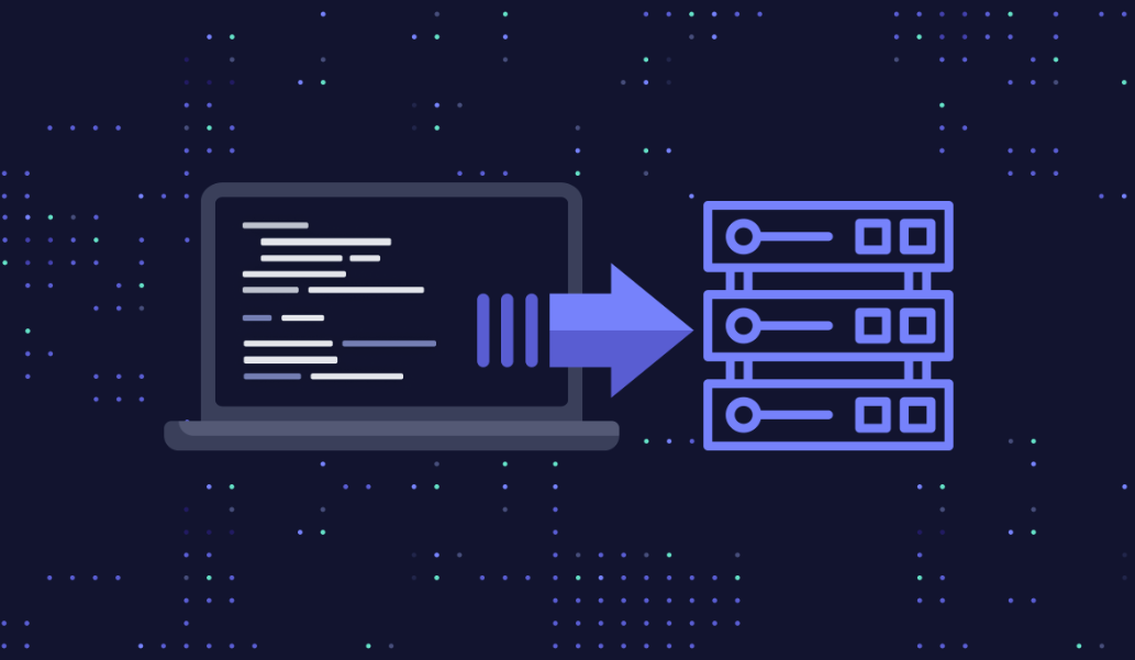 Infrastructure as Code concept illustration showing code deployment to servers