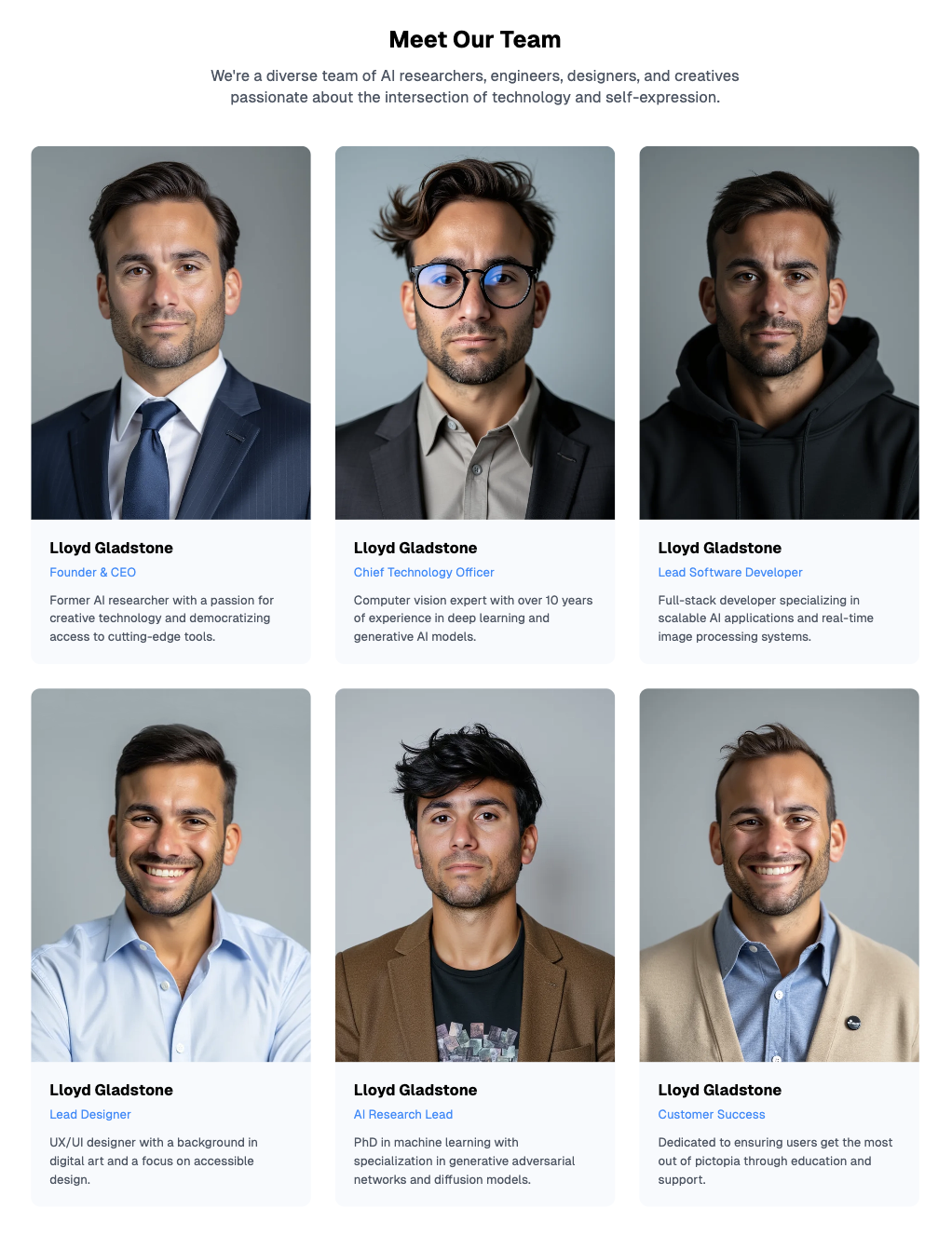Meet Our Team - The same person playing multiple professional roles