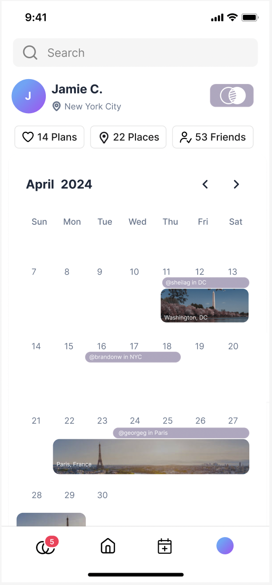 earl app calendar view