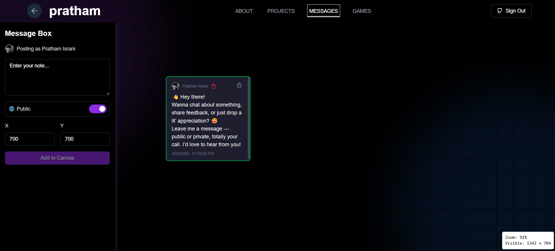 Messages Feature