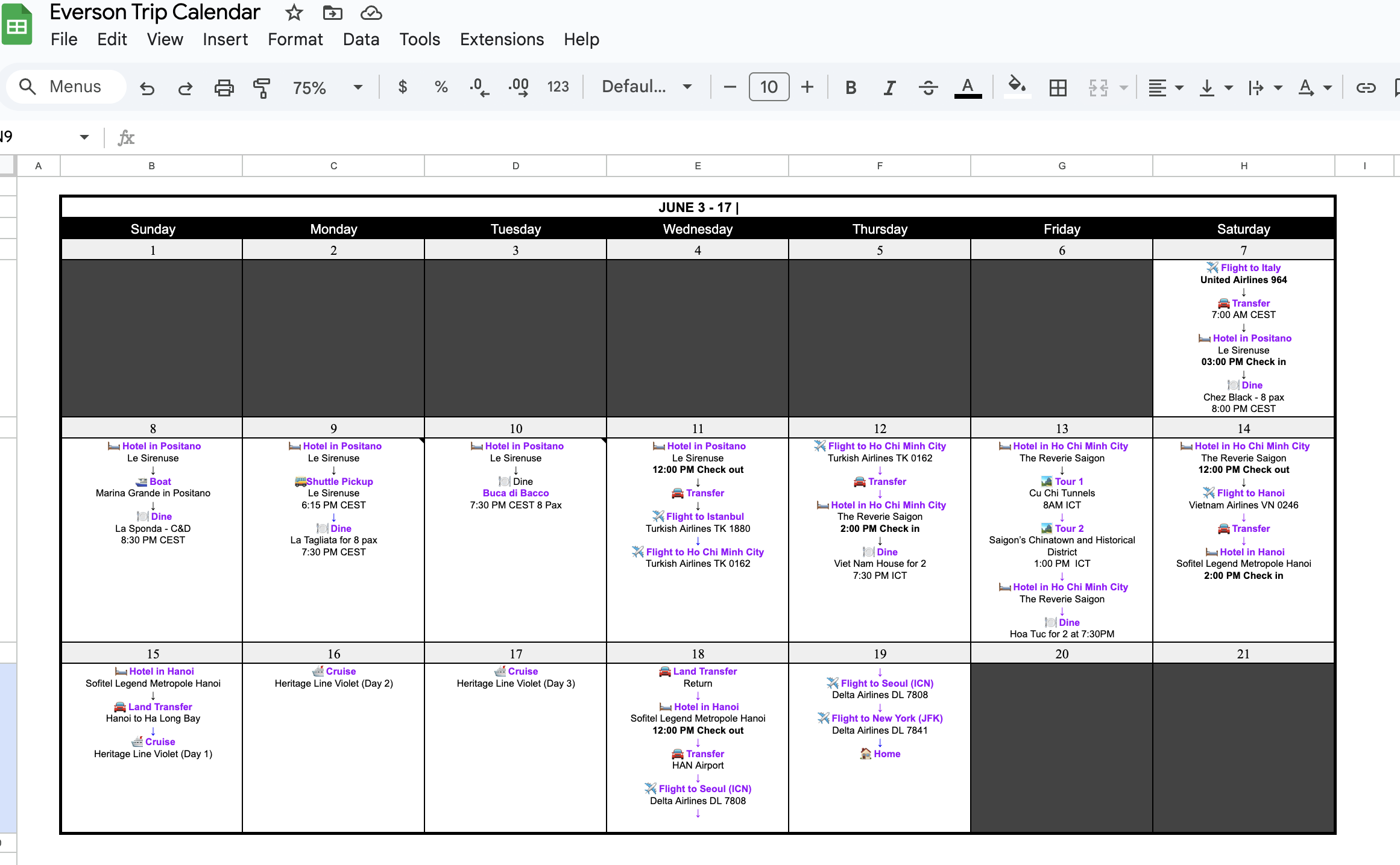 Travel Calendar Management