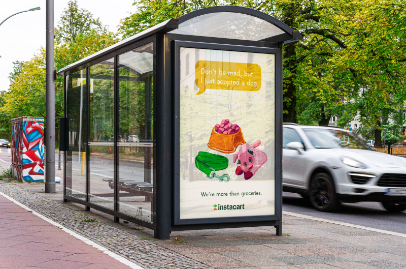 Bus stop mockup — Adopted a dog ad in urban setting