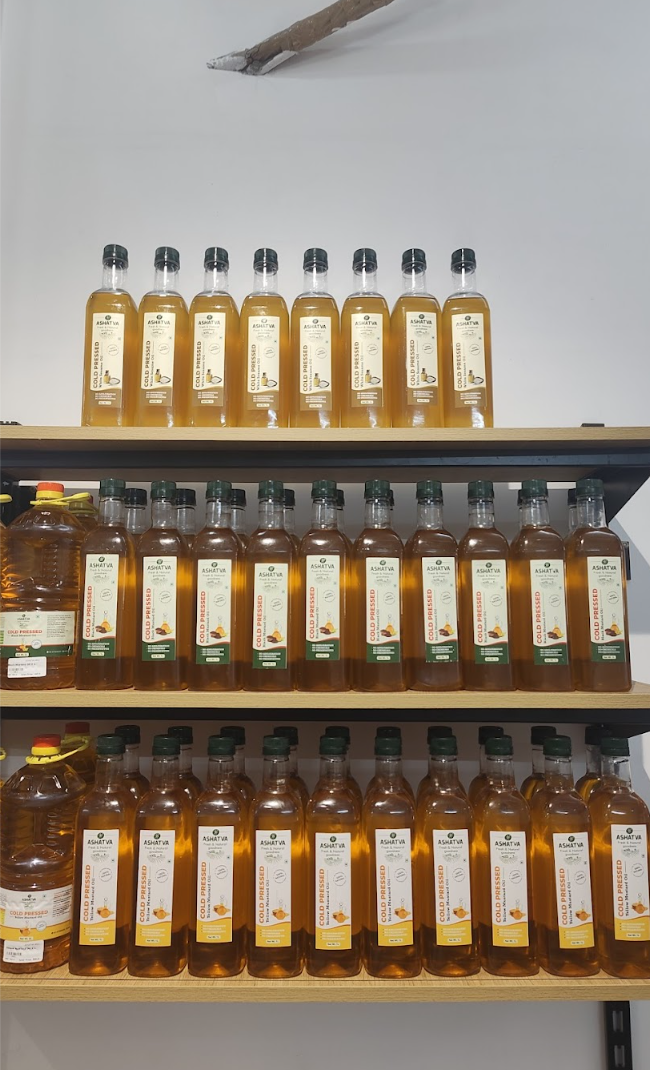 Cold-Pressed Oil Bottles Display