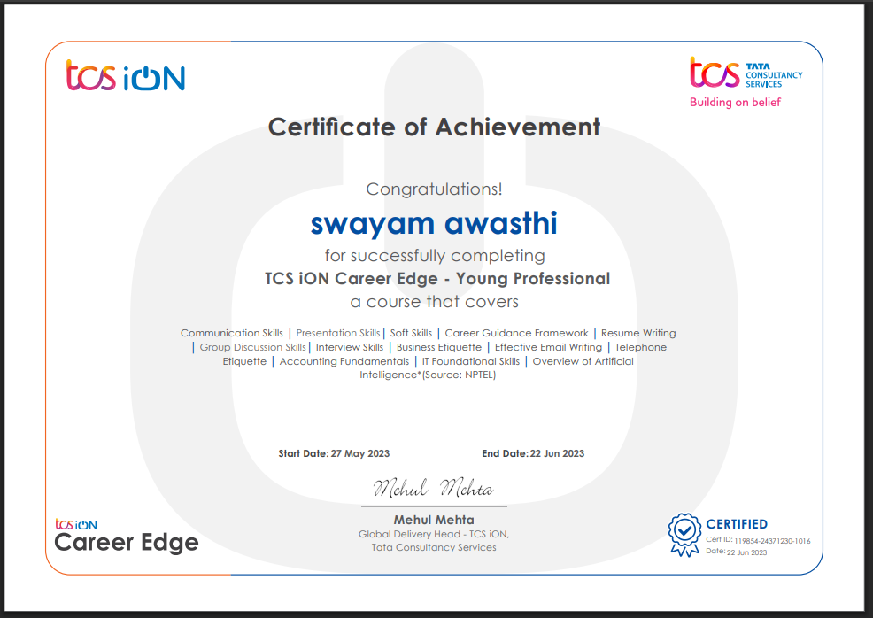 TCS iON Career Edge - Young Professional