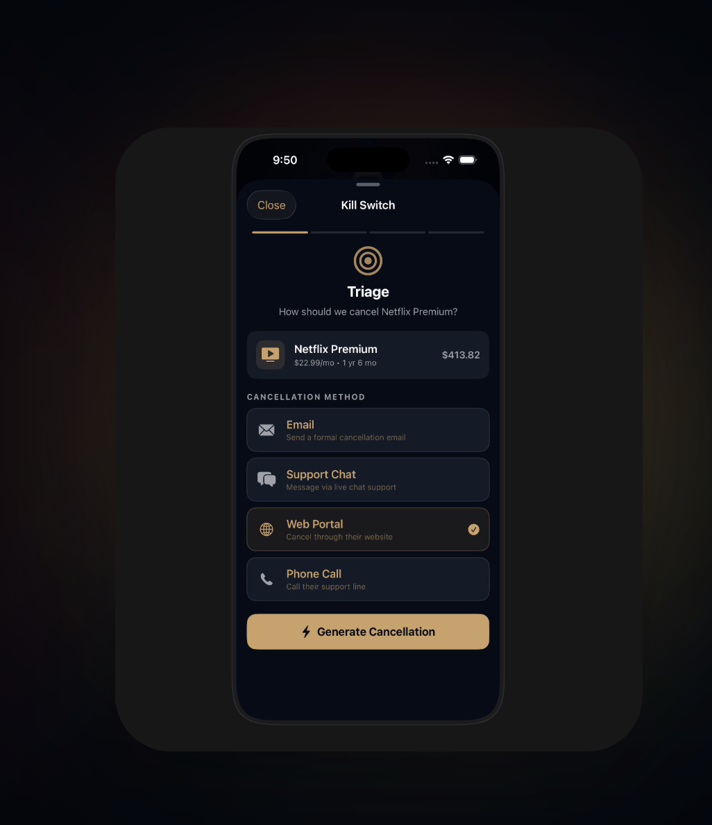 AUDYT Kill Switch interface