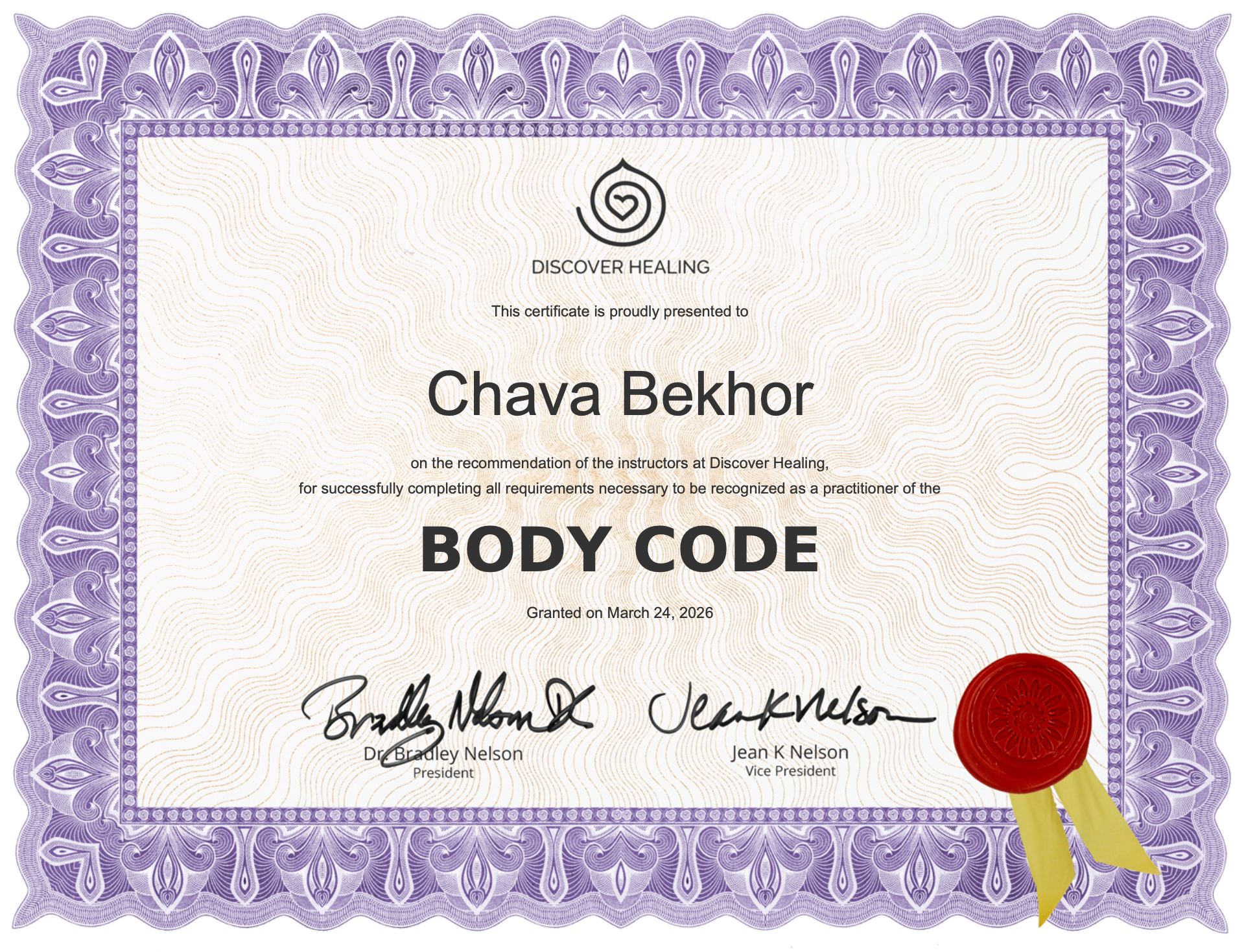 Body Code Practitioner Certificate