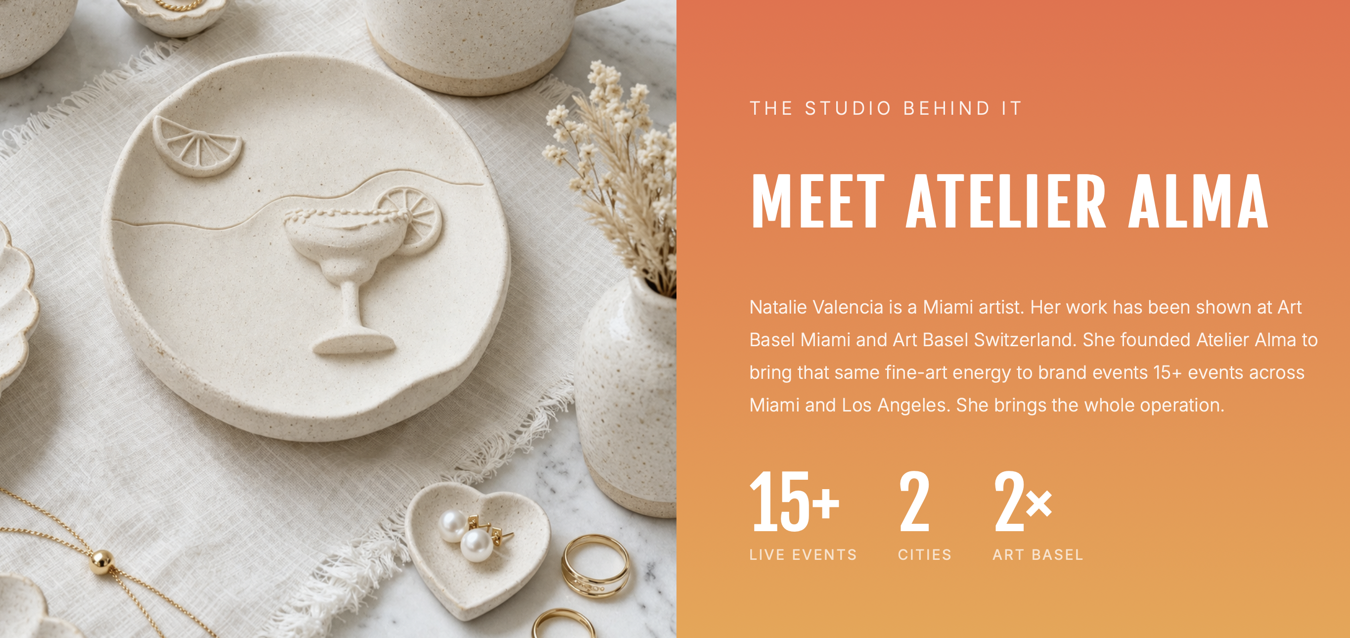 Atelier Alma ceramic pieces - margarita plate and heart dishes