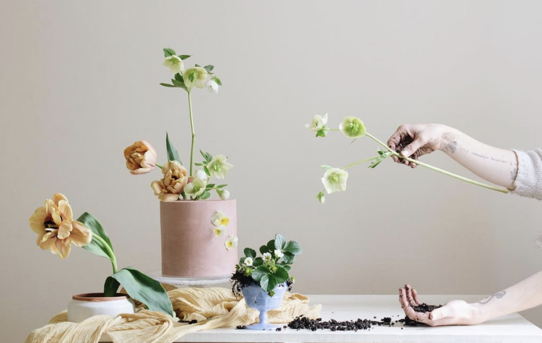 Artisan arranging florals