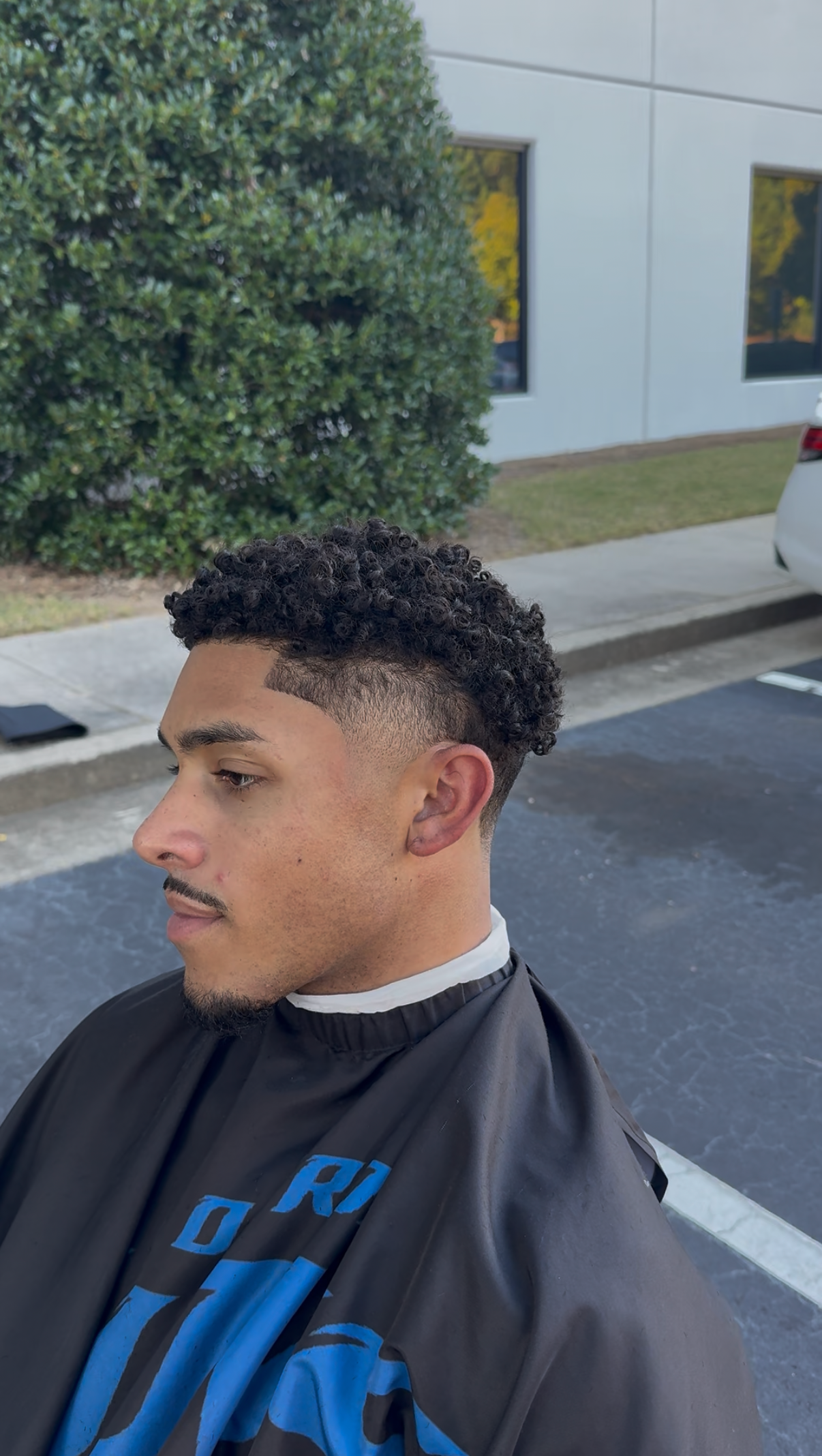 Curly top with clean fade