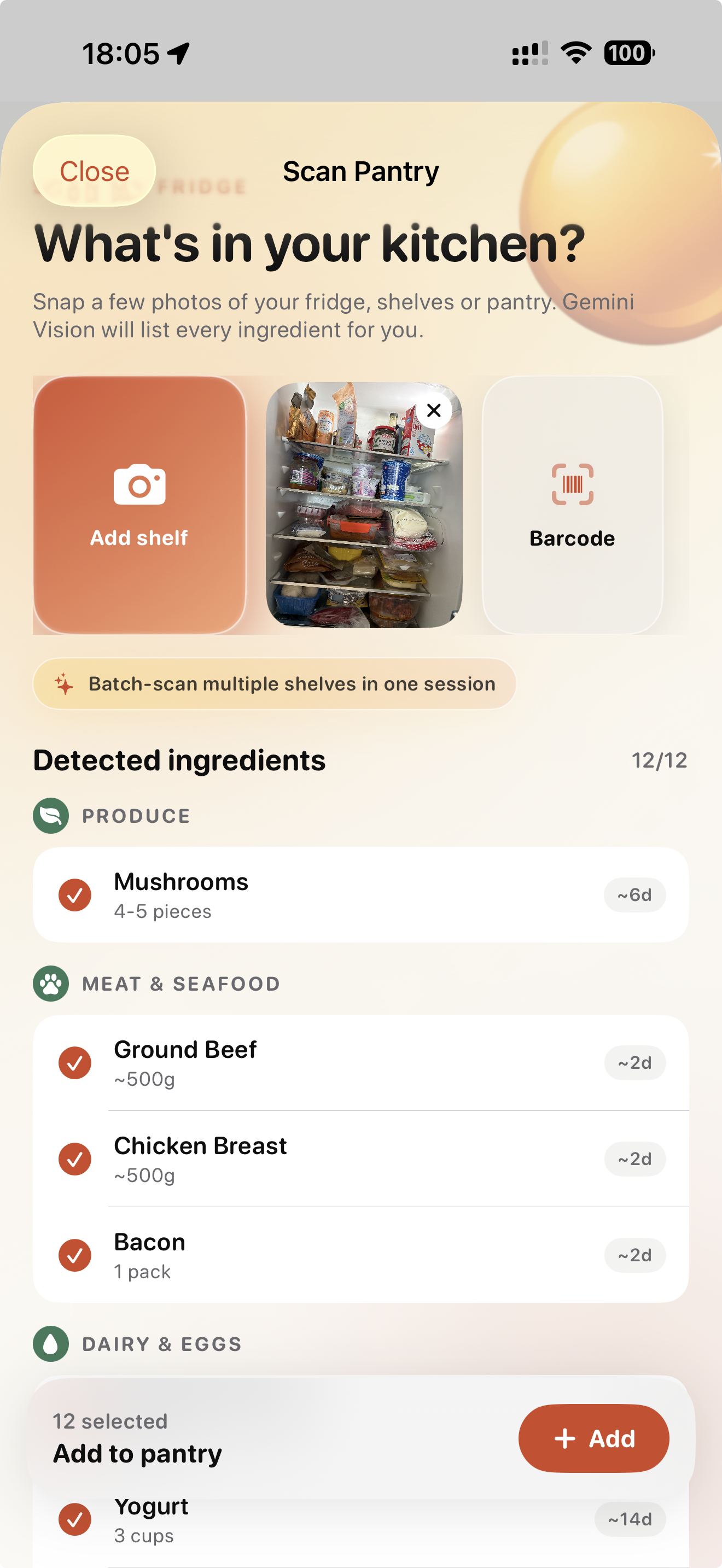 Scan Pantry feature