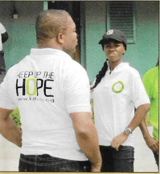 KUTH volunteers in 'Keep Up The Hope' shirts coordinating the outreach