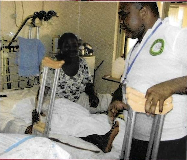Crutches delivered to female patient recovering from surgery