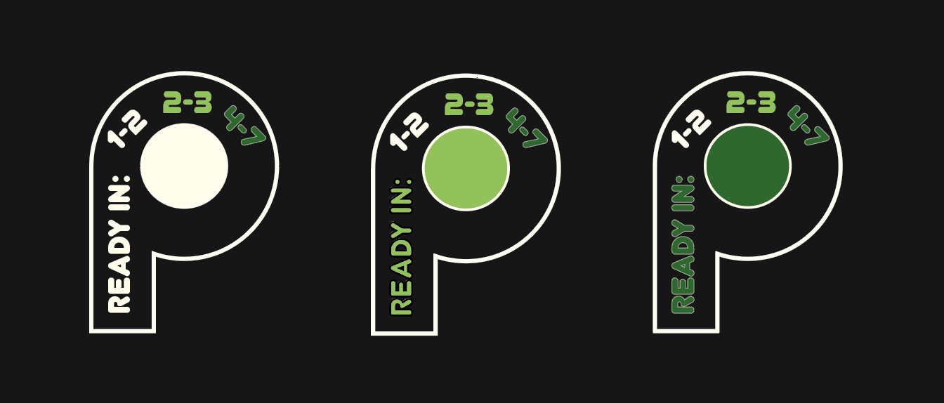 Pantri Ripeness Indicator Stickers showing Ready In days