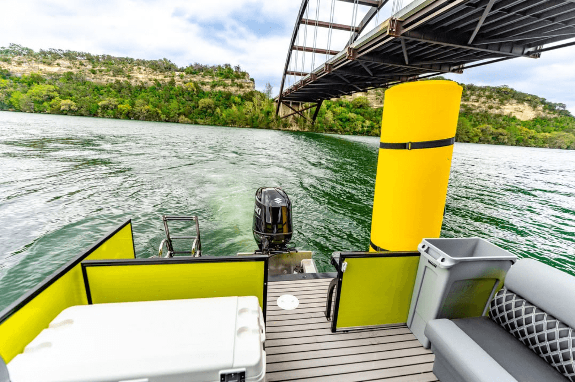 Scenic view from boat under Pennybacker Bridge Lake Austin