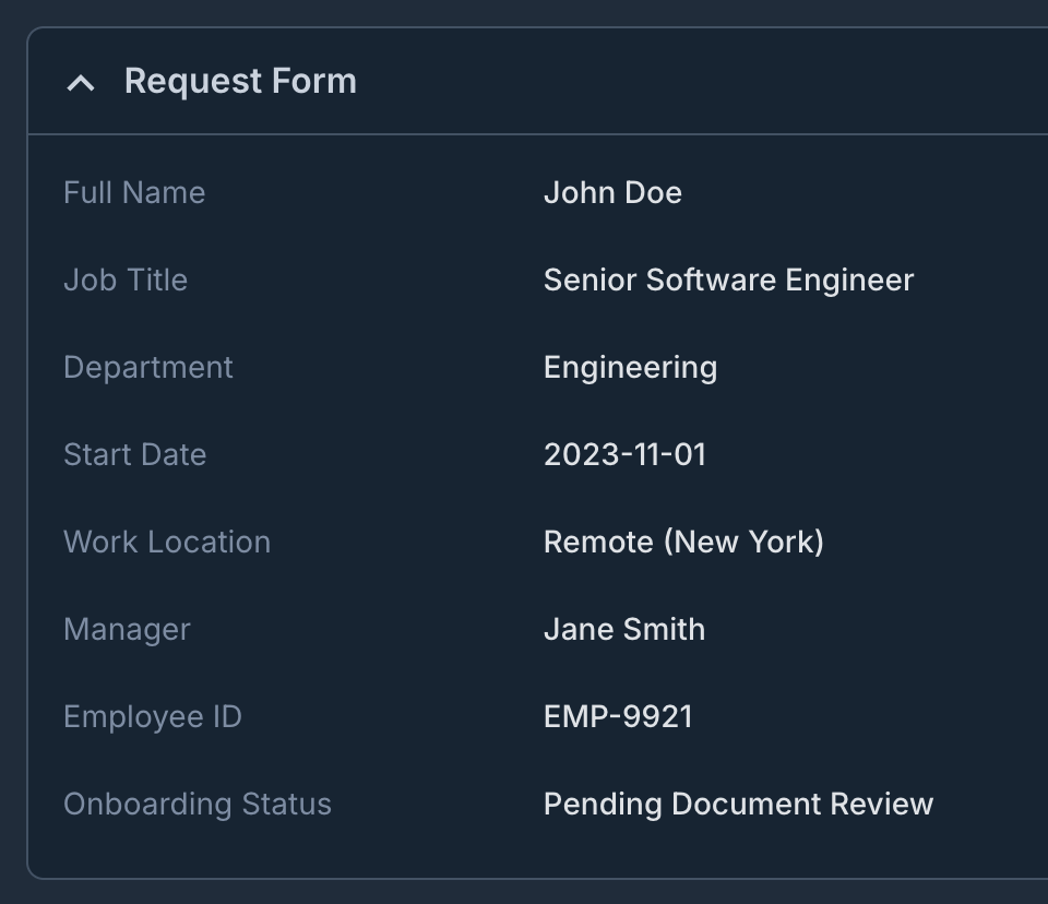 Every message becomes a structured request screenshot