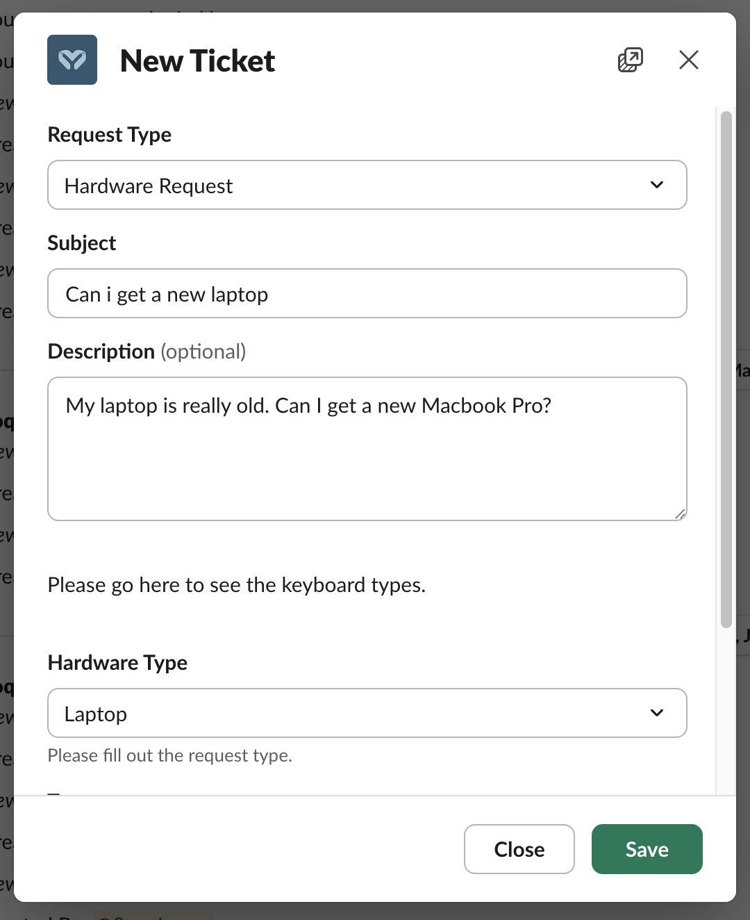 Request capture form