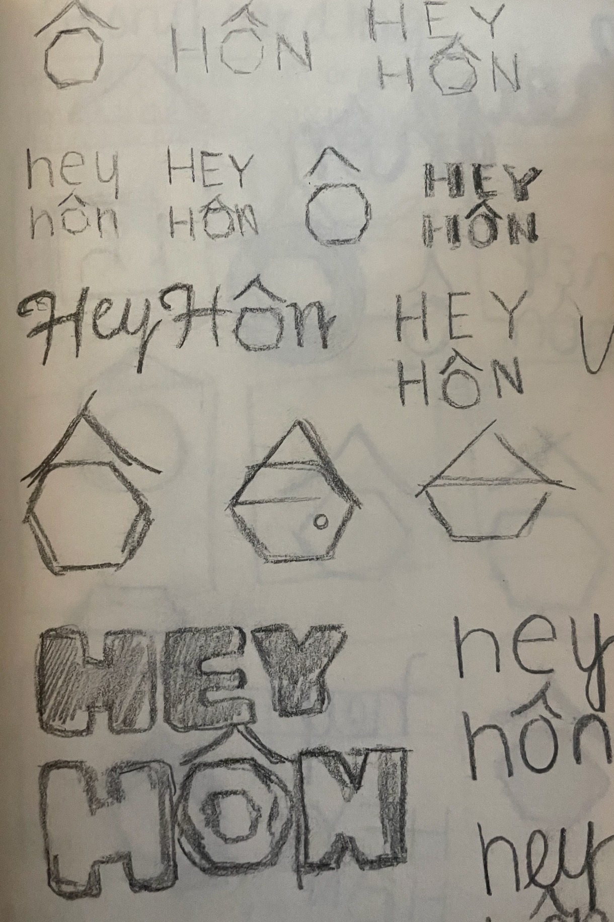 hey hôn sketch 02 explorations of typography and geometric brandmark variations
