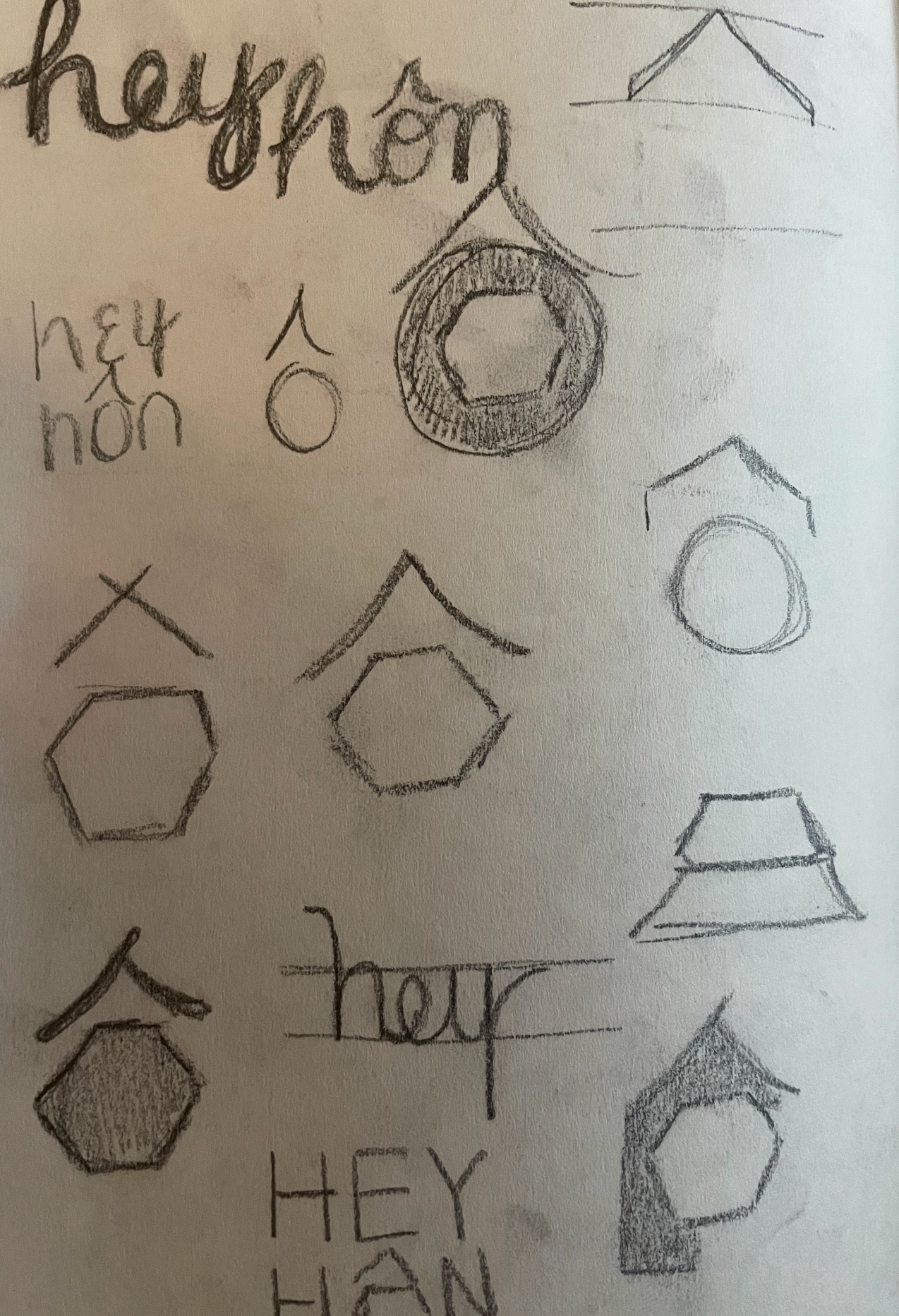 hey hôn sketch 03 refined explorations of the hexagonal mark with roofline