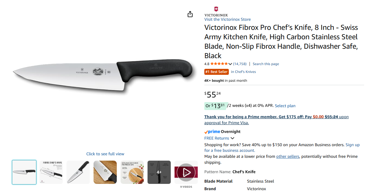 Victorinox Fibrox Pro 8" Chef's Knife