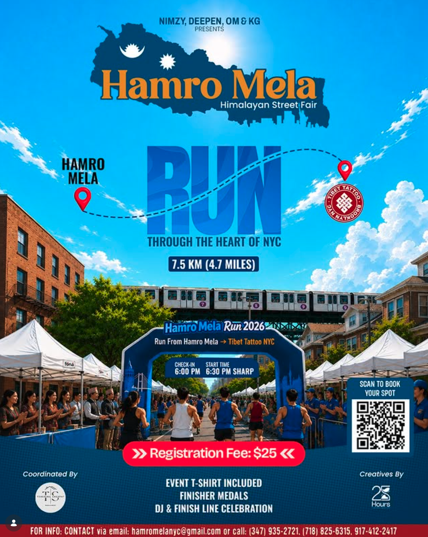 Hamro Mela Run 2026 - 7.5km race through the heart of NYC from Hamro Mela to Tibet Tattoo NYC