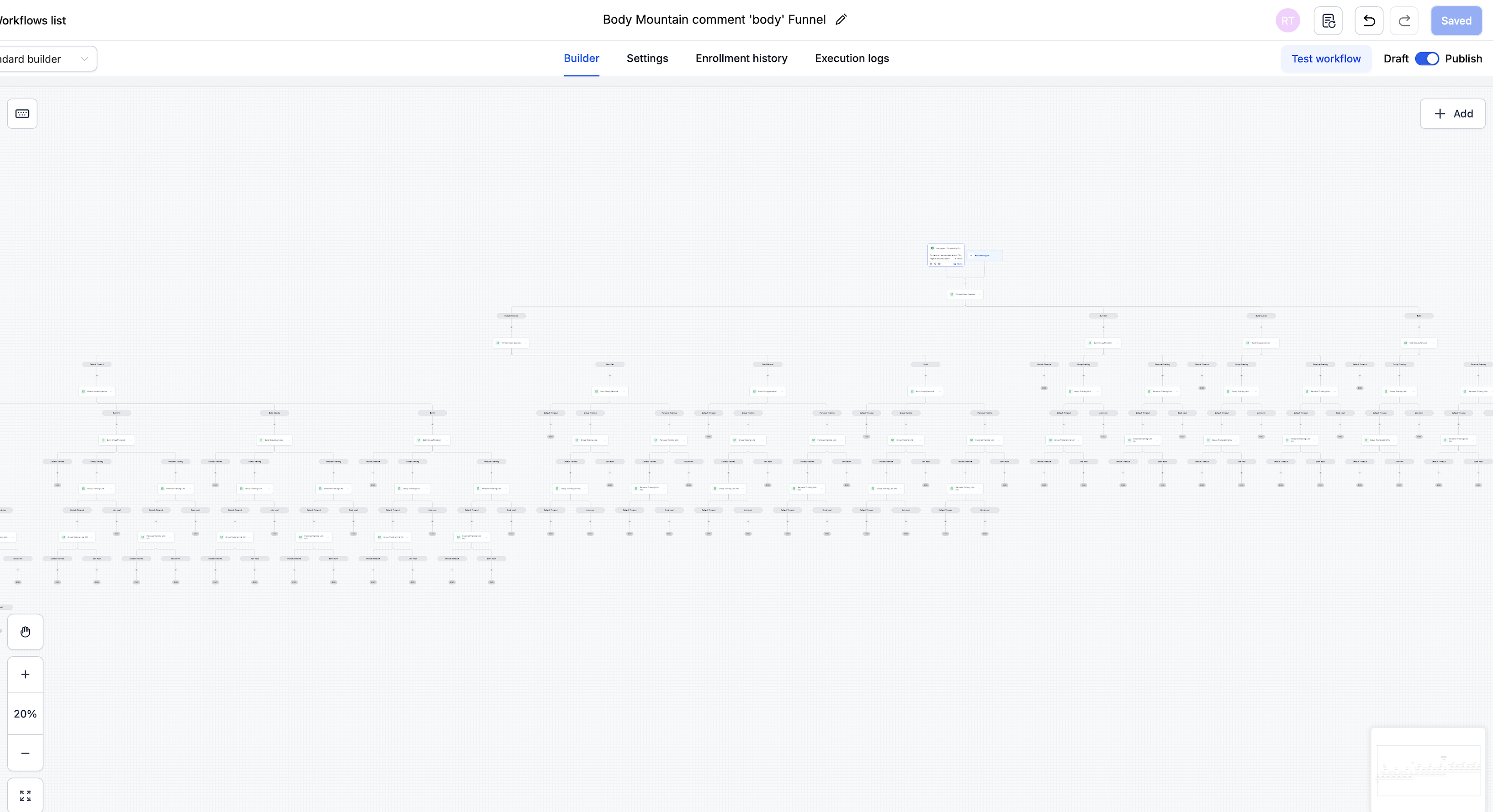 Body Mountain Instagram funnel automation workflow