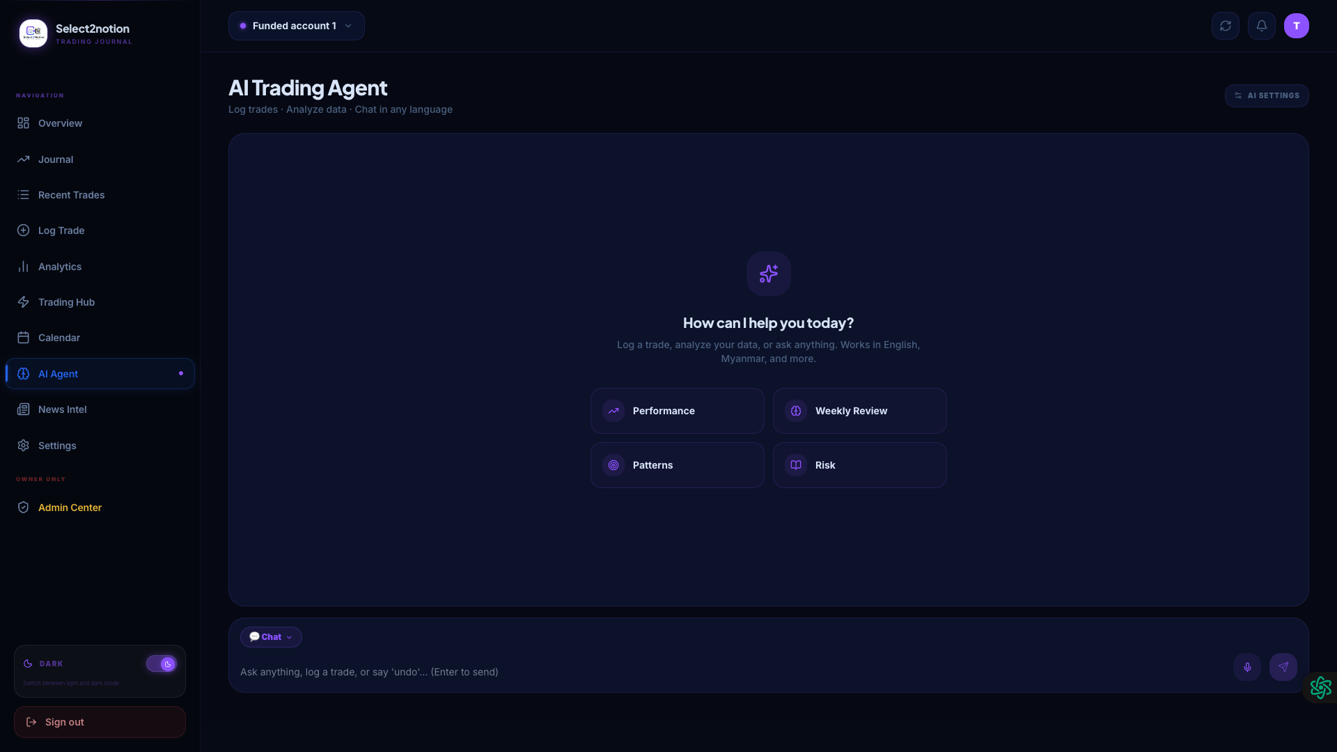 AI Trading Agent - Chat Interface
