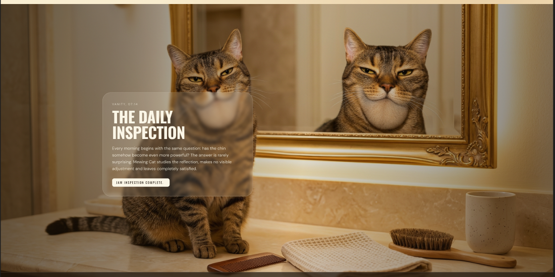 Cat looking in mirror — the daily inspection