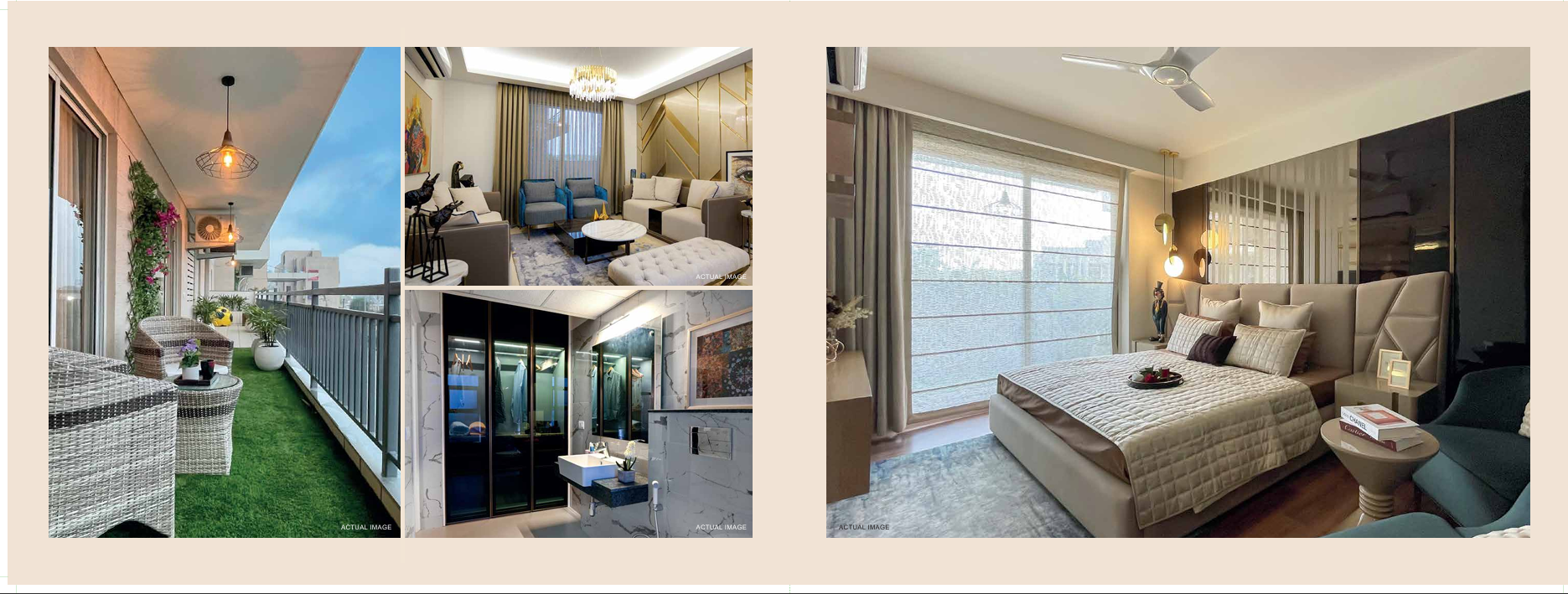 ALTURA interiors with balcony, living room, dressing area, and bedroom