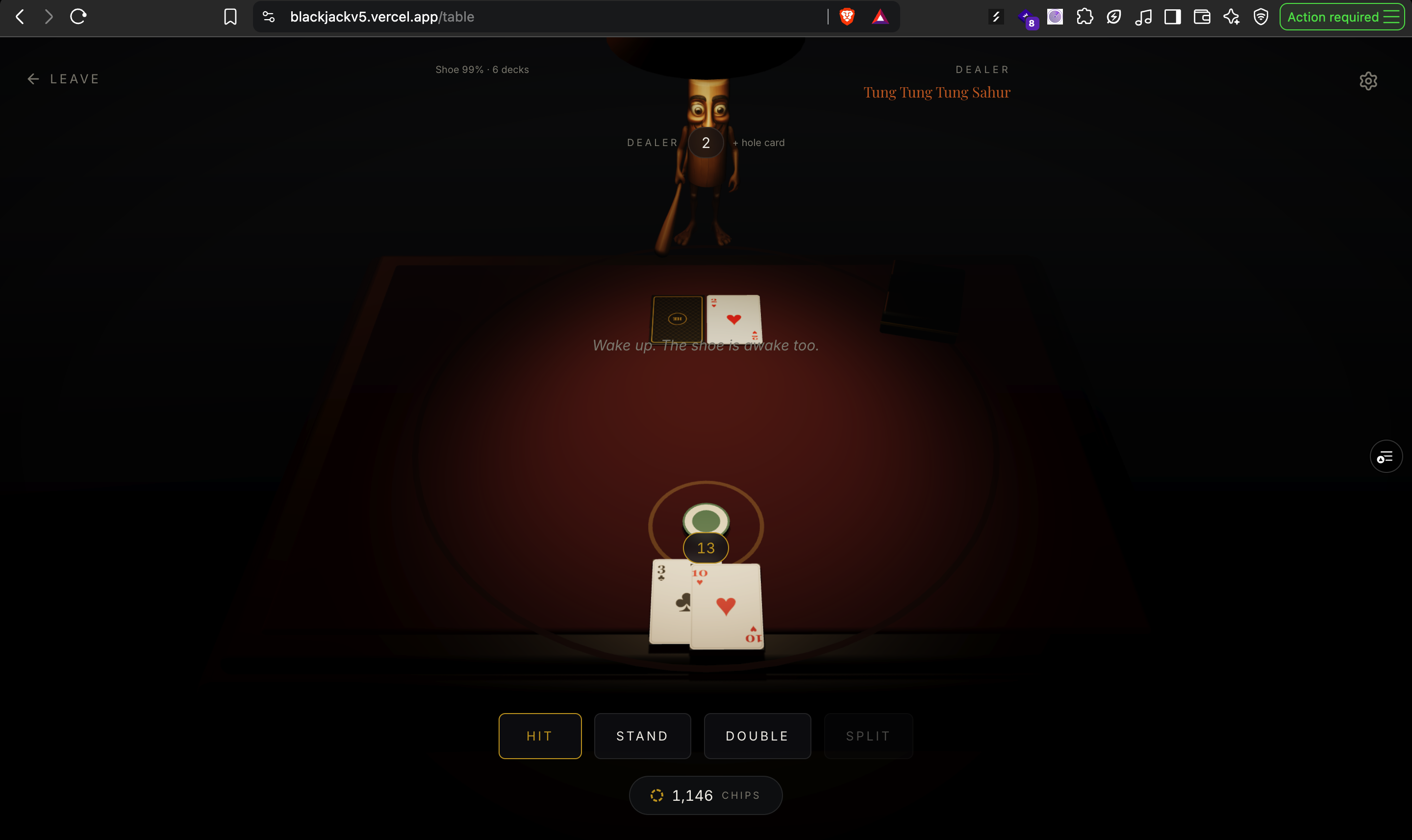 House Edge cinematic blackjack table